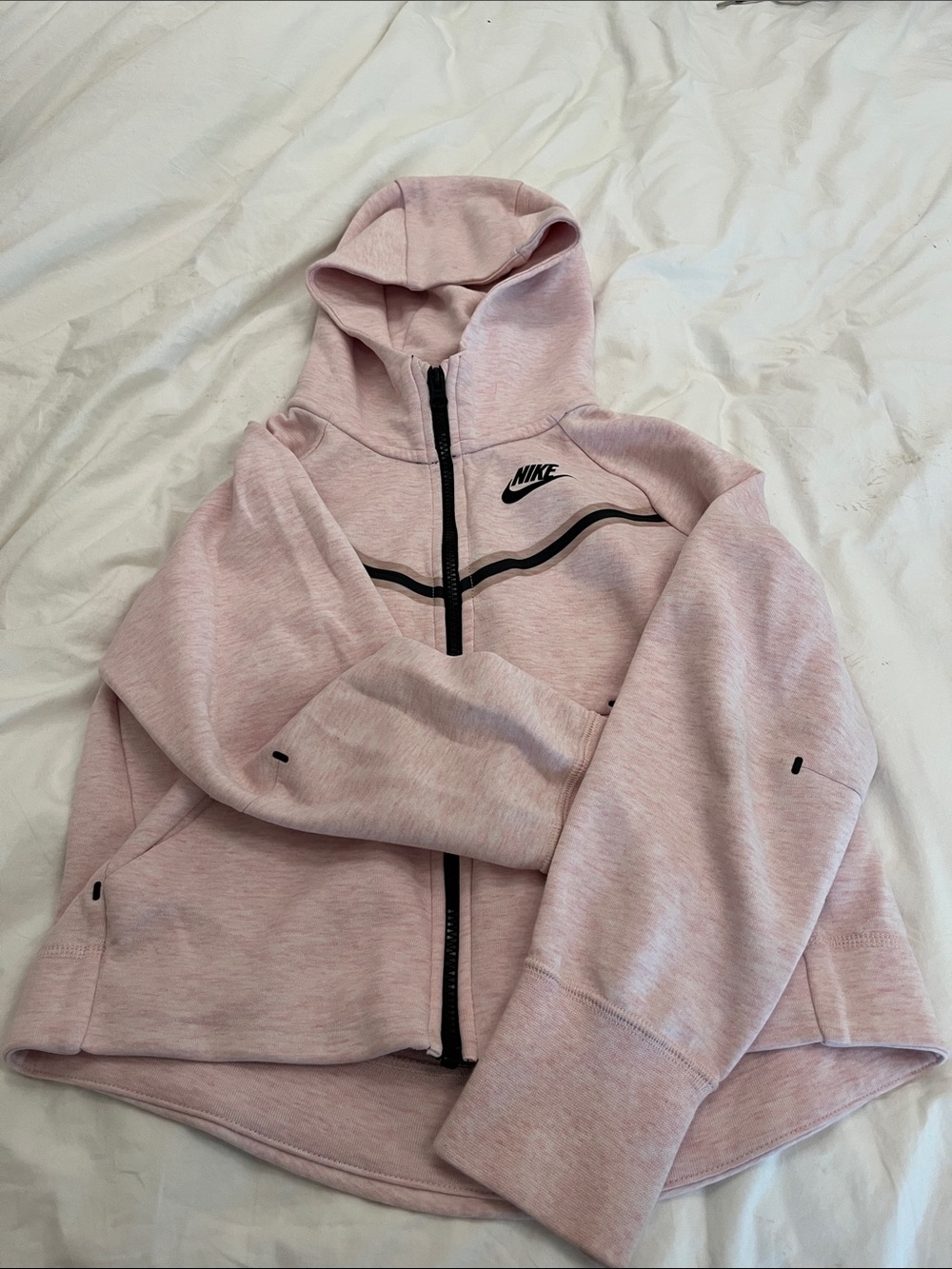 Nike girls Light Pink Hooded Zip-Up Jacket with Black Accents